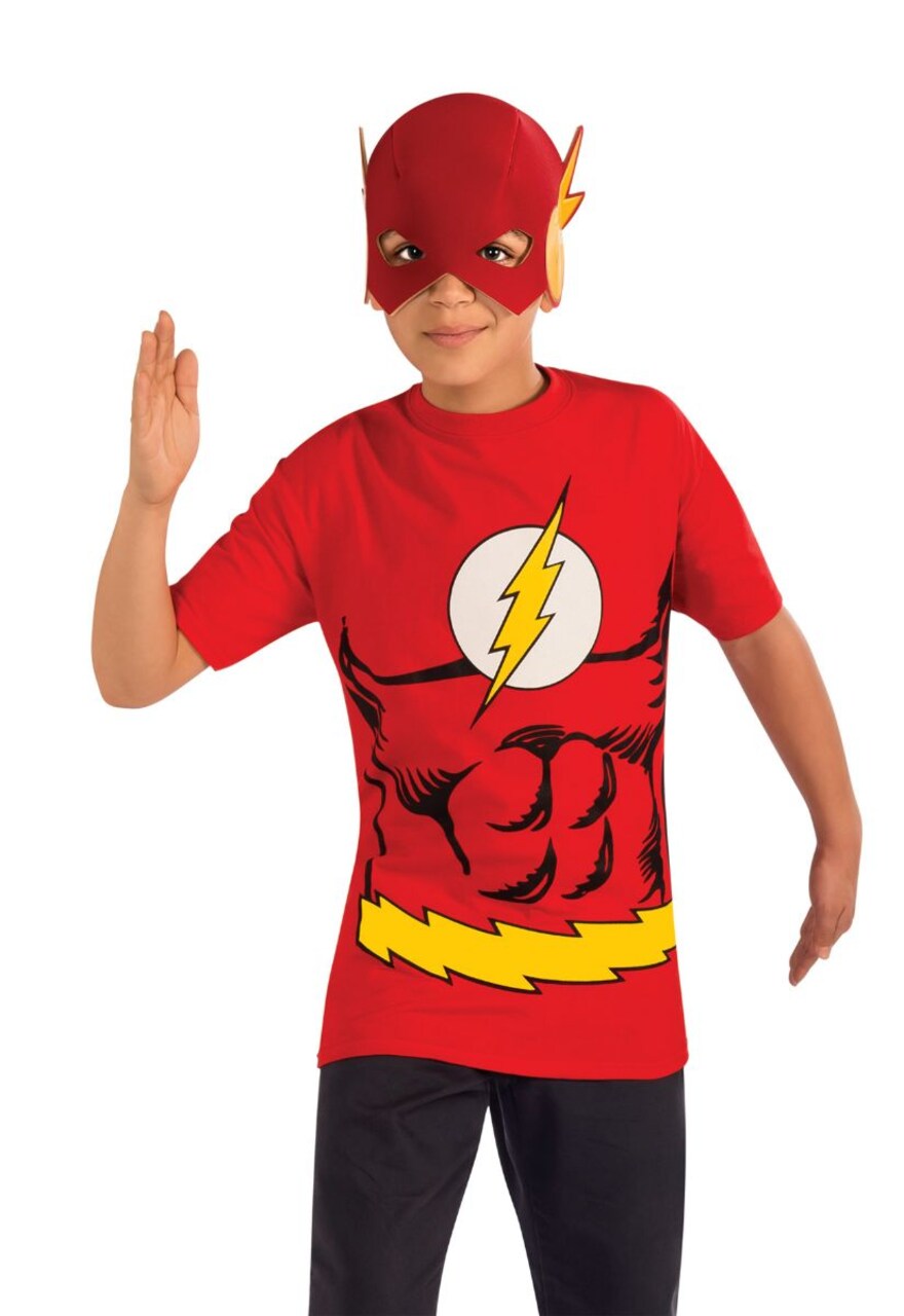The Costume Center Red and Yellow Flash Kids Halloween Mask Costume Accessory with Shirt - Small
